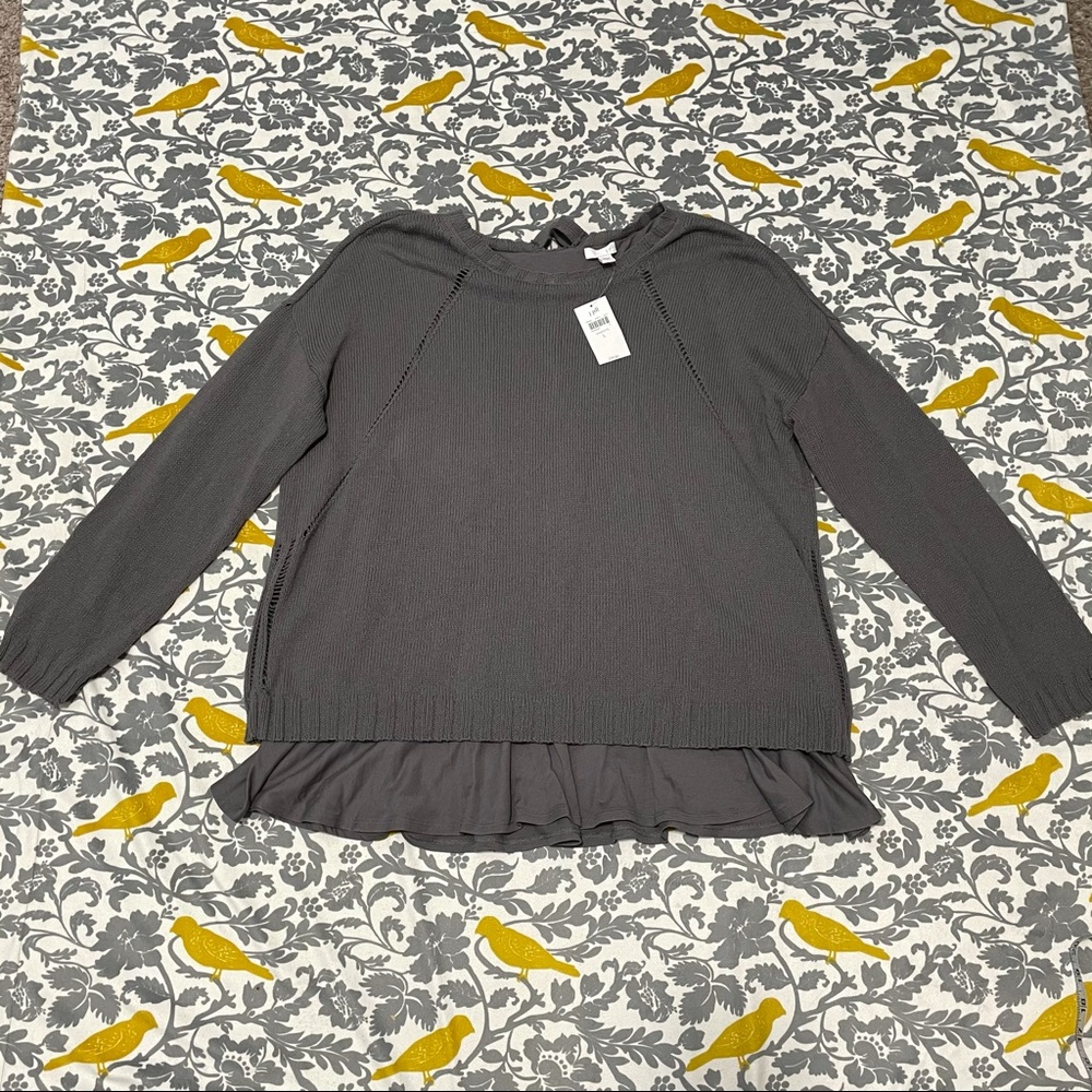 J. Jill Grey Faux Layered Sweater NWT Size L
